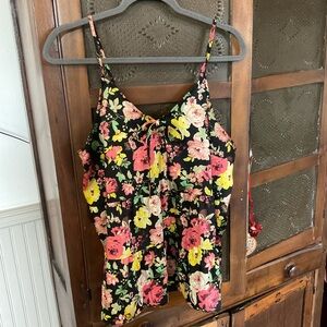 INC Floral Tiered Tank Top 1X